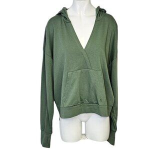 Sweaty Betty Womens After Class Relaxed V-Neck Pullover Hoodie, Green, Size 8-10